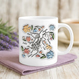 Personalisierte Tasse mit Druck für Mama – Zusammenhalt mit Blumen in 3D-Optik