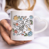 Personalisierte Tasse mit Druck für Mama – Zusammenhalt mit Blumen in 3D-Optik – Motiv 2
