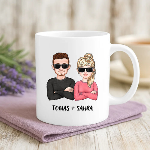 Weiße Tasse mit personalisiertem Spruch und Namen – individuelle Geschenkidee von Love & Faith