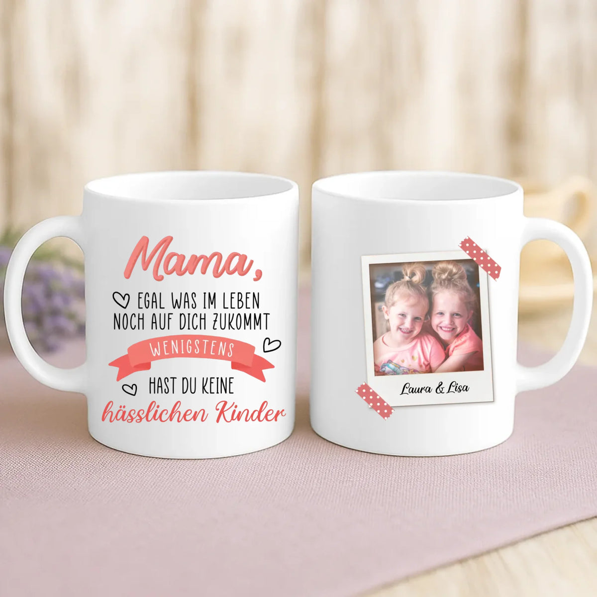 Personalisierte Tasse Wenigstens mit Foto für Mama & Papa