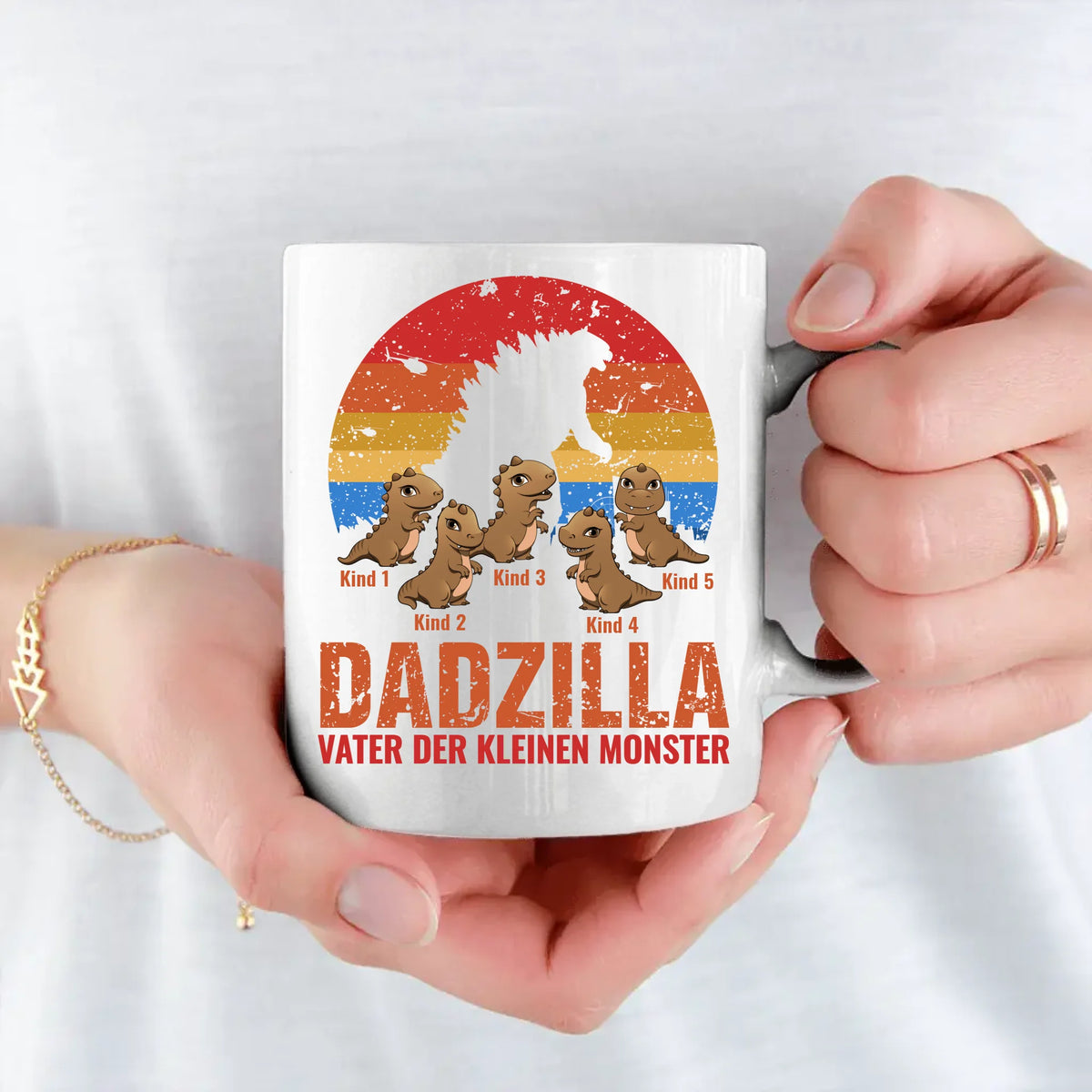 Personalisierte Tasse Dadzilla 2 mit Foto für Mama & Papa