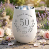 Personalisiertes Windlicht mit Gravur zum Hochzeitstag für Paare – In Liebe vereint – Motiv 2