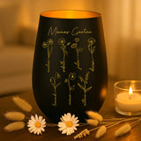 Personalisiertes Windlicht mit Gravur für Mama und Oma – Mamas Garten