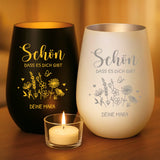 Personalisiertes Windlicht mit Gravur zum Geburtstag – Schön, dass es Dich gibt – Motiv 9