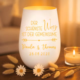 Personalisiertes Windlicht mit Gravur für Paare – Gemeinsamer Weg – Motiv 4