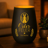 Personalisiertes Windlicht mit Gravur für Paare – Osterfeuer – Motiv 2