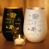 Personalisiertes Windlicht Liebes Rose mit Gravur für Paare – Motiv 8