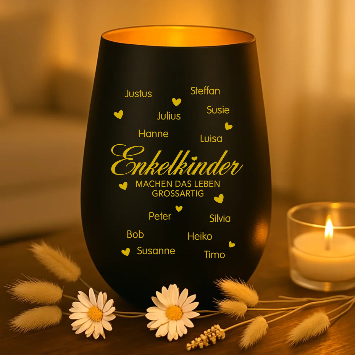 Personalisiertes Windlicht mit Gravur für Oma & Opa Meine Enkekinder