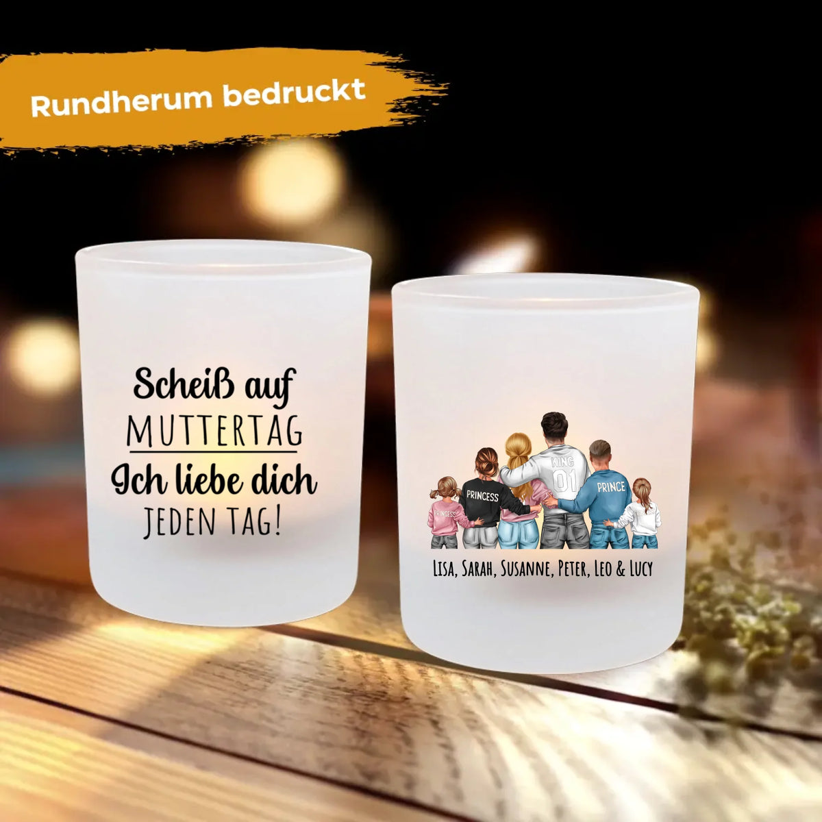 Personalisiertes Teelicht mit Druck für Mama – Unsere Mama
