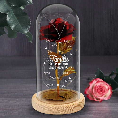 Personalisierte Goldene Rose mit Druck für Mama und Oma – Heimat des Herzens