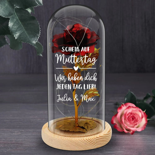 Personalisierte Goldene Rose mit Gravur zum Muttertag für Mama