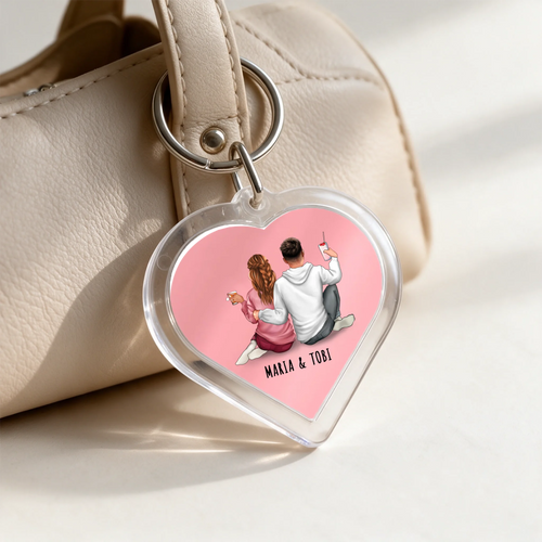 Personalisierter Schlüsselanhänger mit Druck in Herzform zum Valentinstag – Für immer deins – Motiv 2