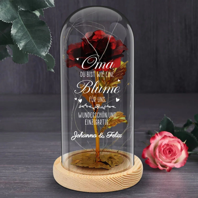 Personalisierte Ewige Rose im Glas zur Dekoration  - Geschenkidee von Love & Faith