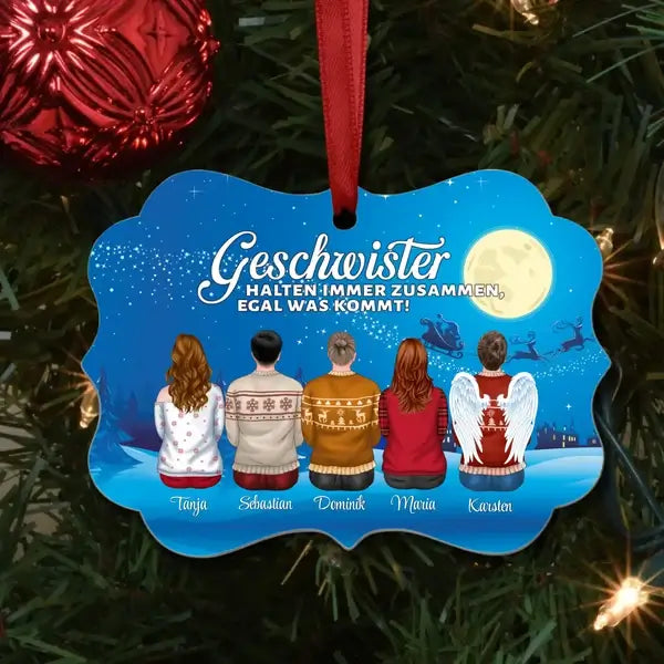Familien Baumschmuck personalisiert mit Namen und Foto