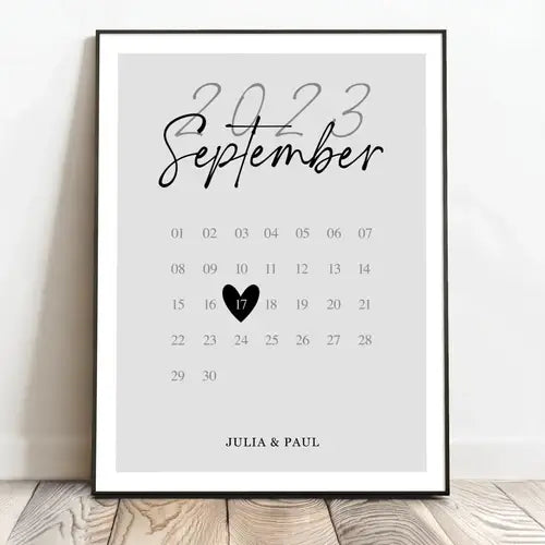 Personalisiertes Poster für Paare im Kalender Design